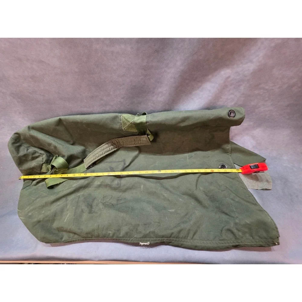 Vintage US Military Olive Drab Canvas Duffle Bag Top Load Backpack Straps USGI